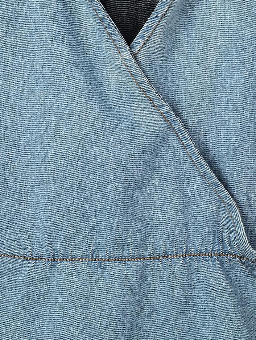 girls solid collared denim wrap dress - 21971644 - Standard Image - 3