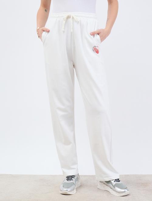 women solid mid rise relaxed fit track pant - 21971654 - Standard Image - 0