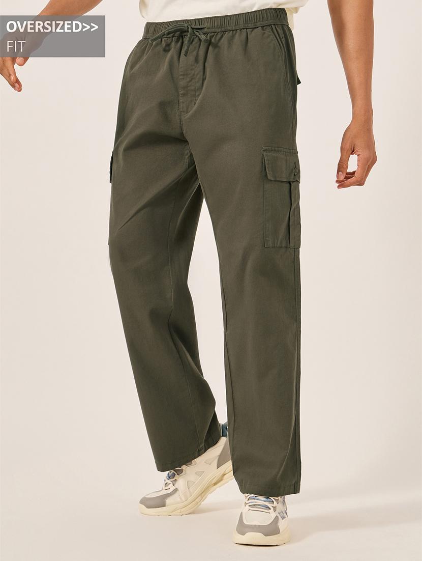 men solid mid rise loose fit cargo - 21971696 - Zoom Image - 0