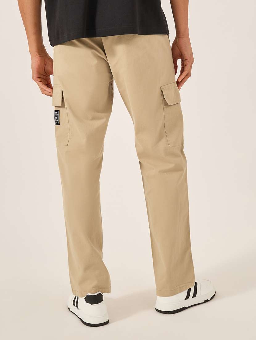 men solid mid rise relaxed fit cargo  - 21971697 -  Standard Image - 3