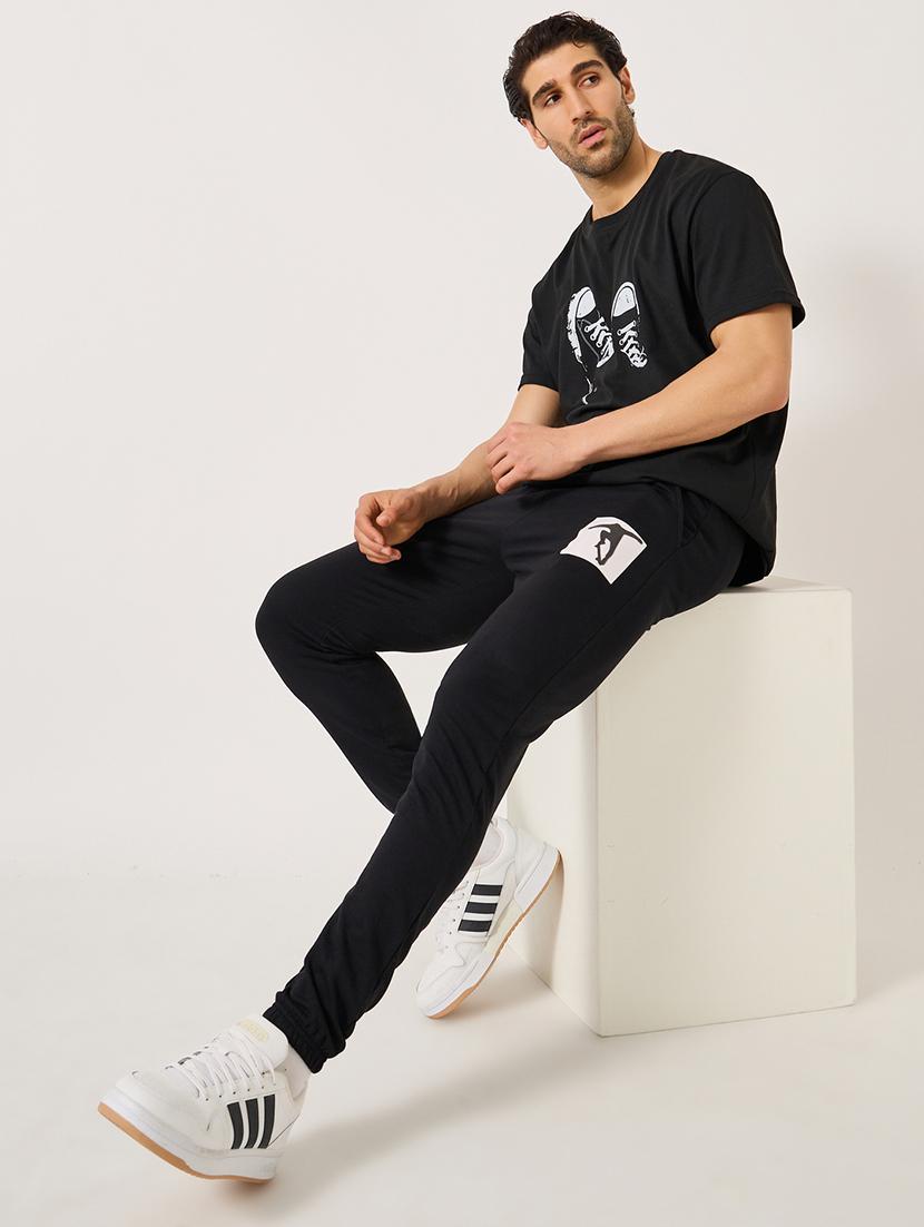 men placement print mid rise full length track pant - 21971701 - Standard Image - 3