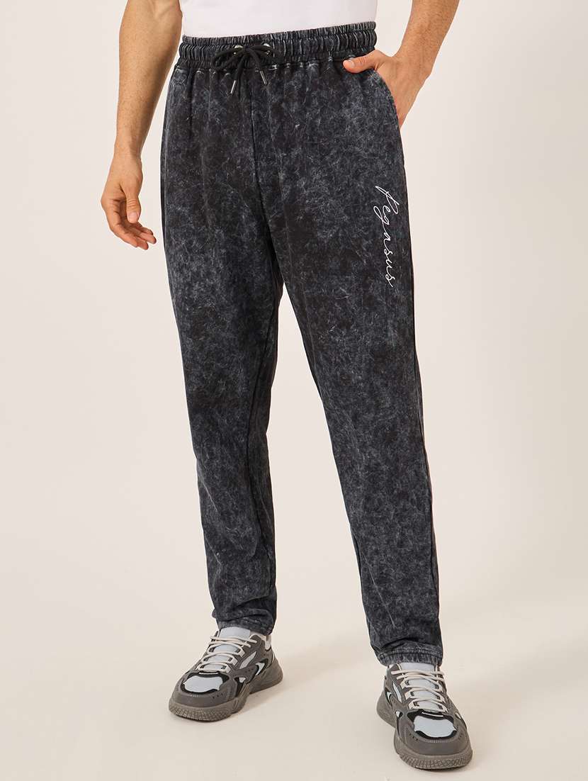 men black printed regular fit track pant - 21971712 -  Zoom Image - 0
