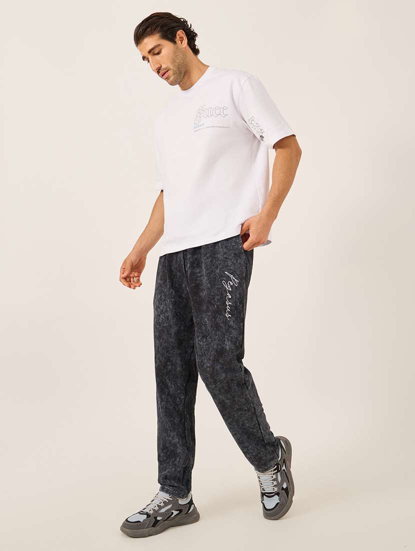 men black printed regular fit track pant - 21971712 - Standard Image - 3
