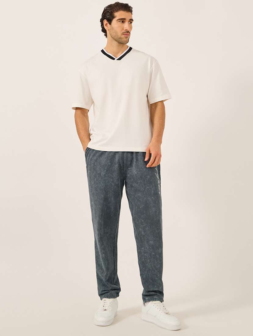 men grey printed relaxed fit track pant - 21971713 - Standard Image - 3