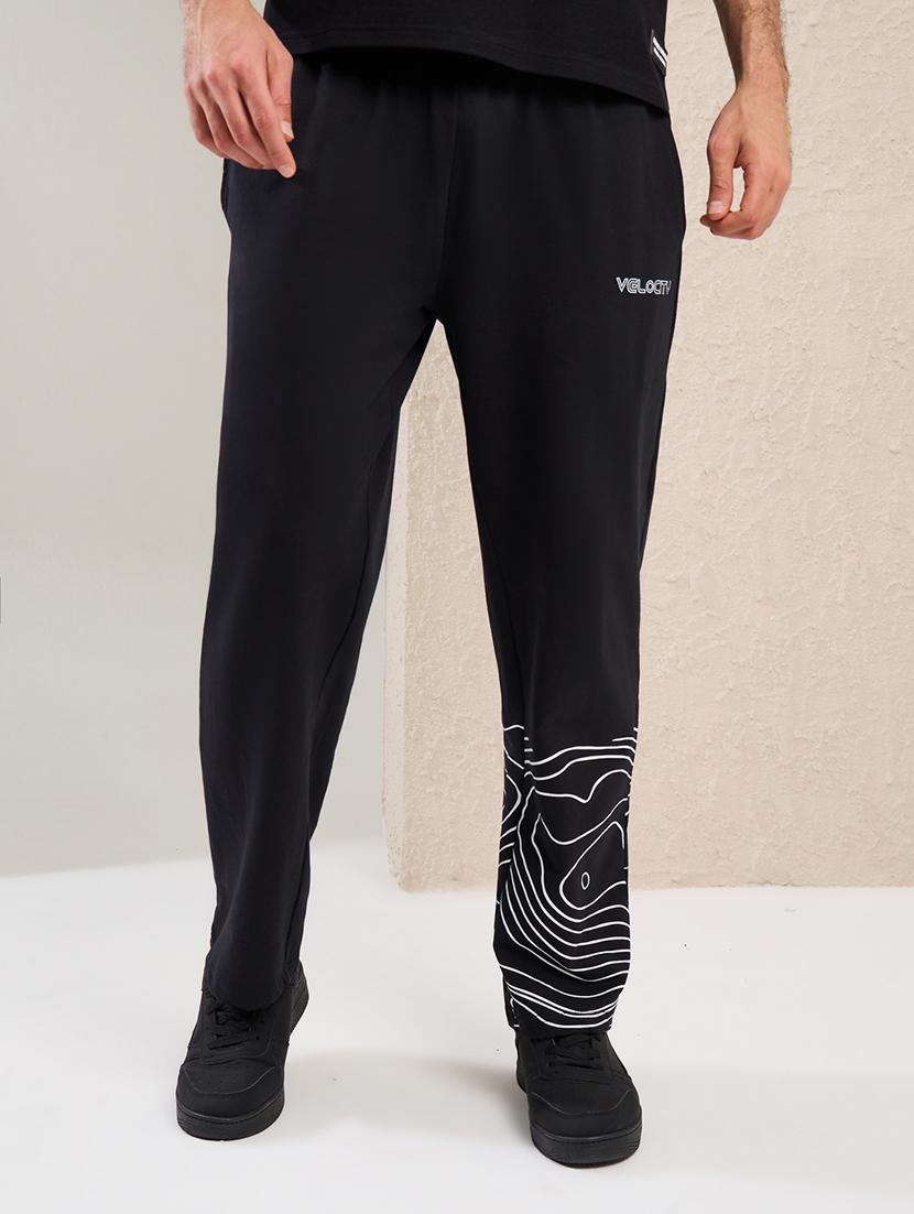 men black printed regular fit track pant - 21971714 - Zoom Image - 0