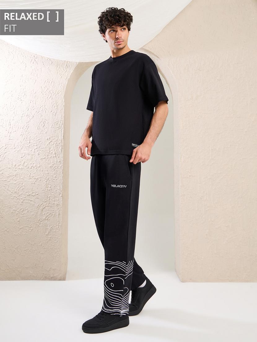 men black printed regular fit track pant - 21971714 - Standard Image - 3