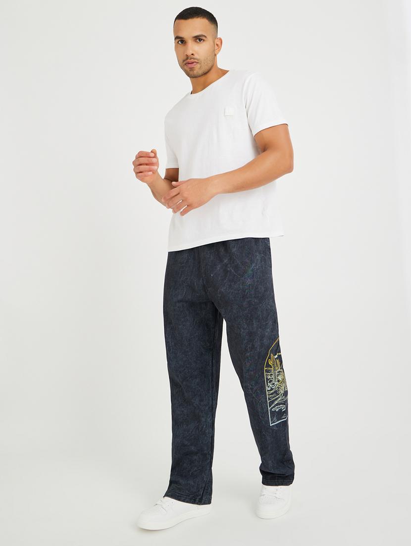 men printed mid rise relaxed fit full length track pant - 21971769 - Standard Image - 3