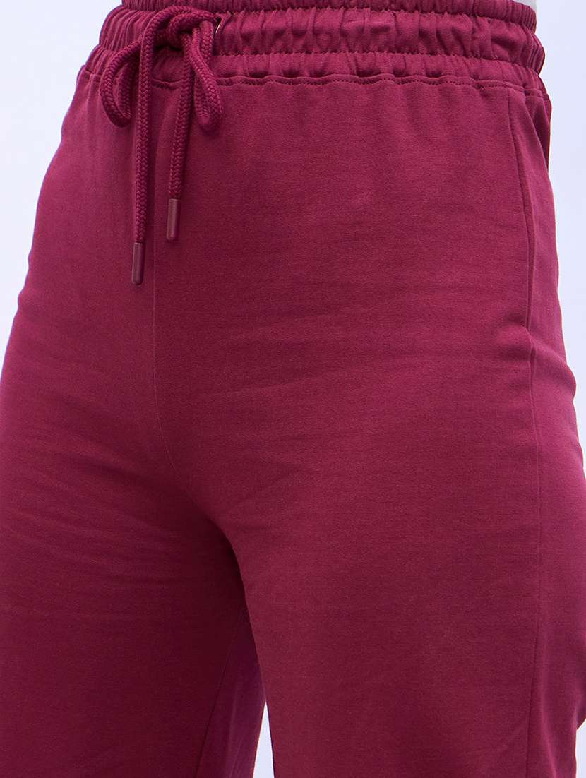 women burgundy solid mid rise track pant - 21971780 -  Standard Image - 5