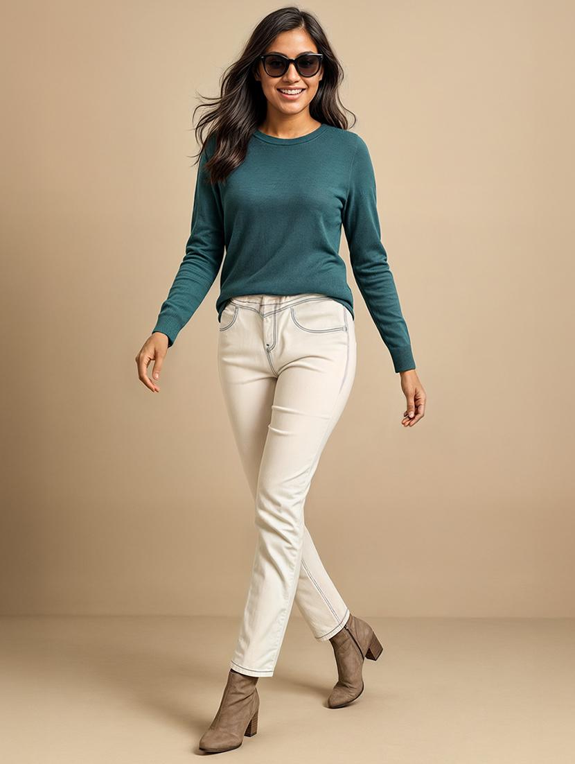 off white lycra jeggings - 21971782 - Standard Image - 3
