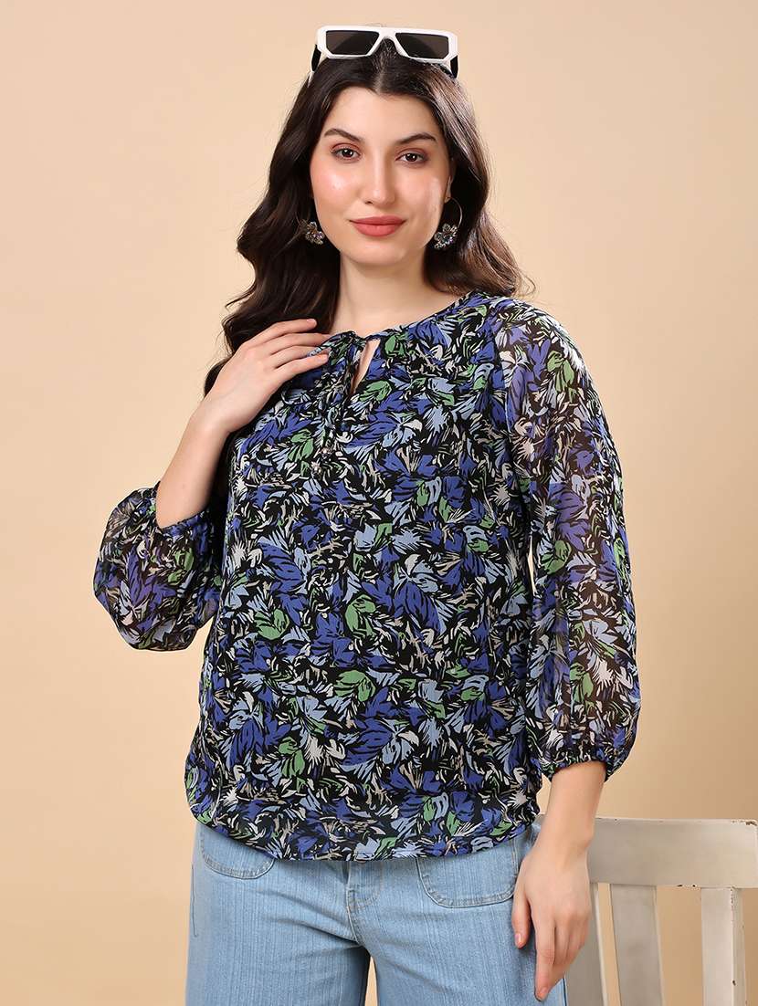 navy blue polyester regular top