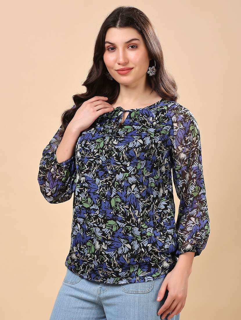 navy blue polyester regular top - 21971803 - Standard Image - 3