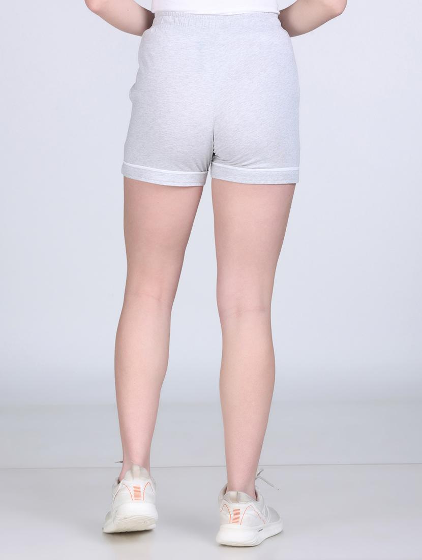 women grey solid mid rise sports shorts - 21971836 - Standard Image - 3