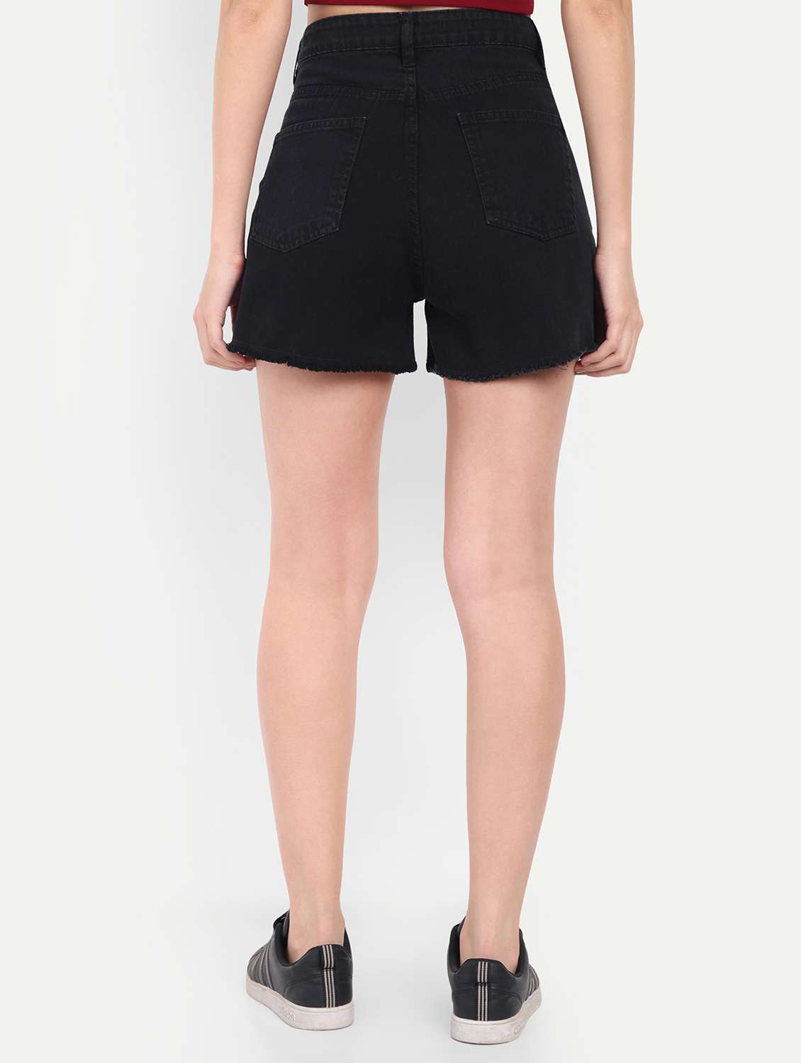 women solid high rise denim shorts - 21971839 -  Standard Image - 3