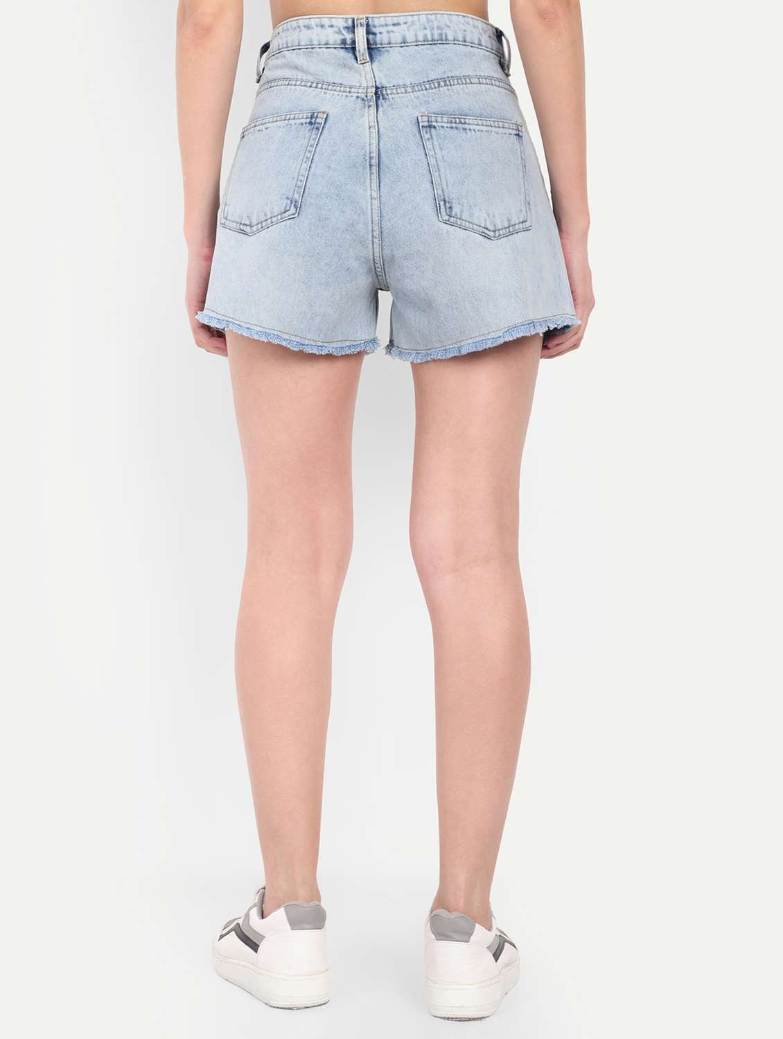women solid high rise denim shorts - 21971841 -  Standard Image - 3