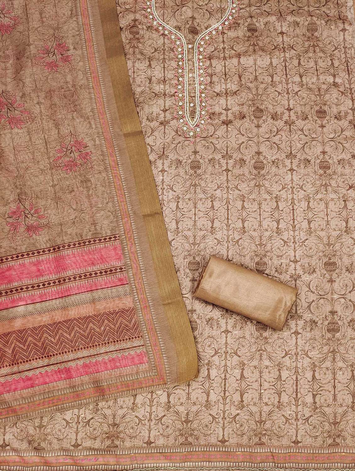 women embroidered unstitched suit set - 21971854 - Standard Image - 3