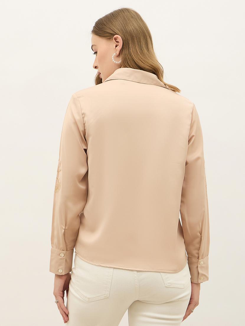 women beige solid long sleeve regular shirt - 21971858 - Standard Image - 3
