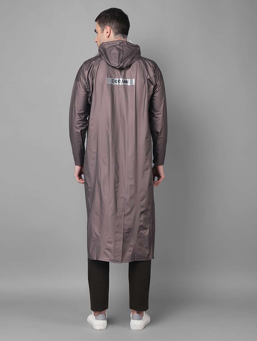 men solid long sleeve hooded rain coat - 21971916 -  Standard Image - 3