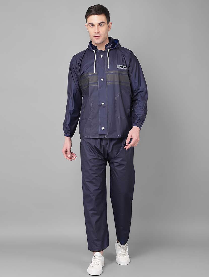 men striped long sleeve rain suit set 