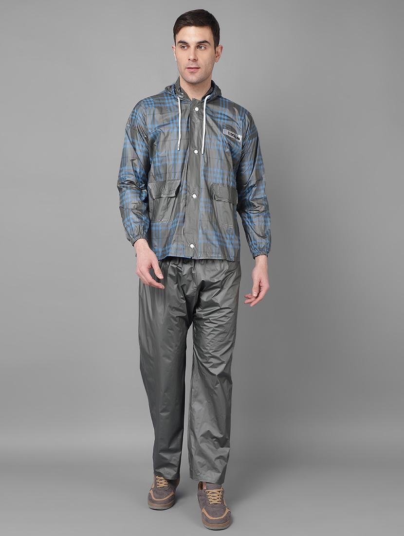 men checkered long sleeve rain suit set - 21971934 - Zoom Image - 0