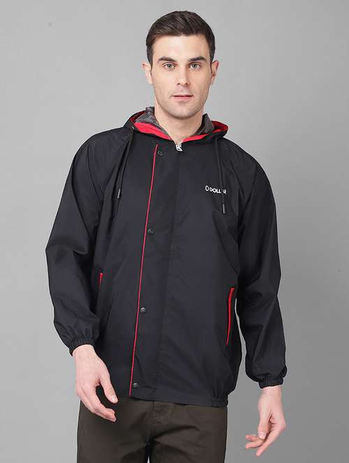 men solid hooded long sleeve rain jacket - 21971962 - Standard Image - 0