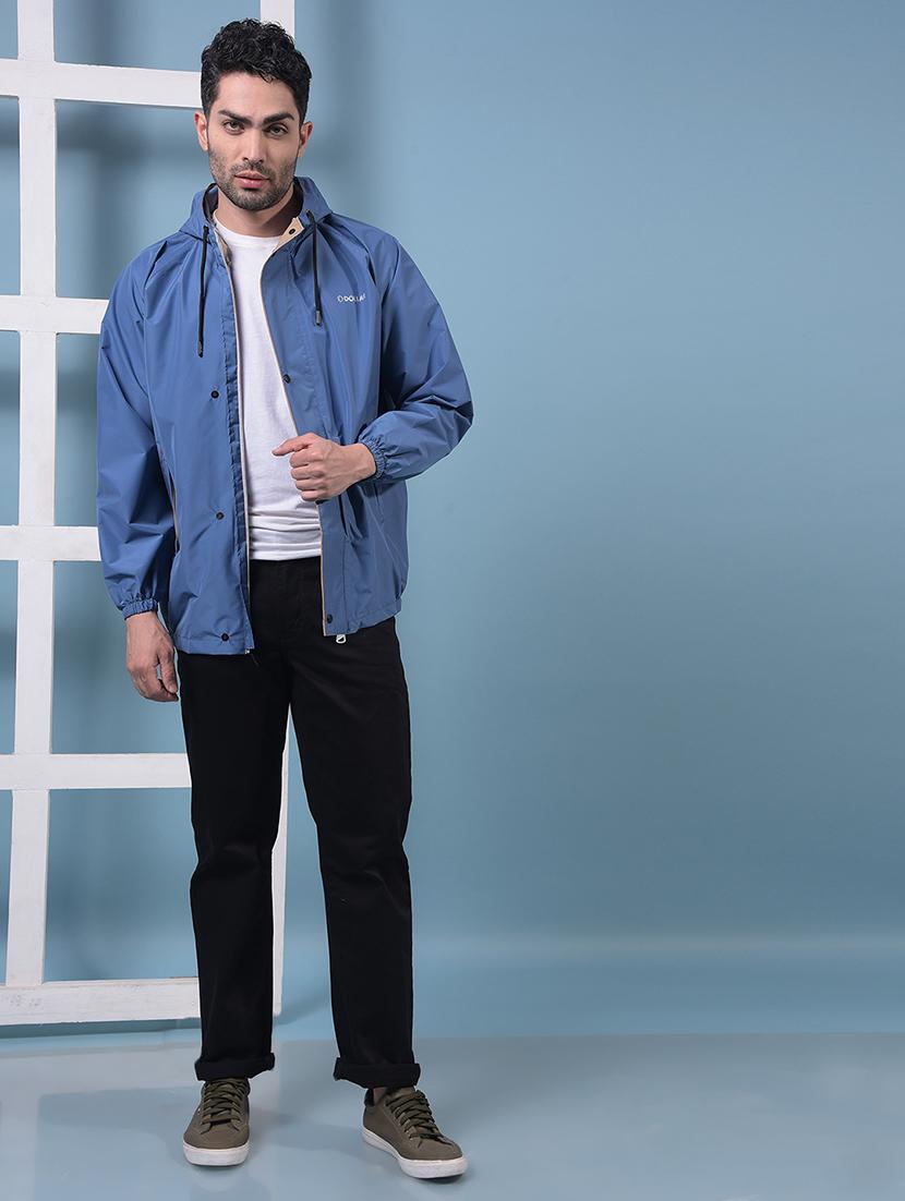 men solid hooded long sleeve rain jacket - 21972158 - Standard Image - 3