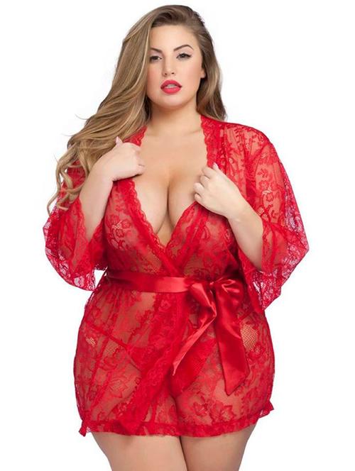 women plus size red lace babydoll - 21972173 - Standard Image - 0