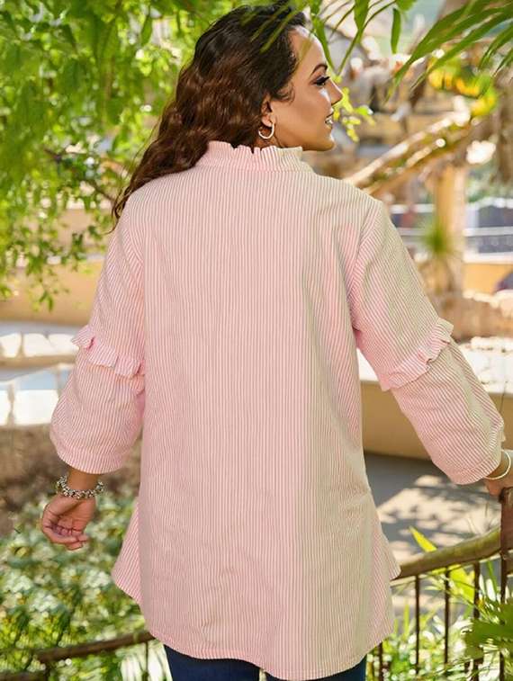 women striped long sleeve regular shirt - 21972182 - Standard Image - 3