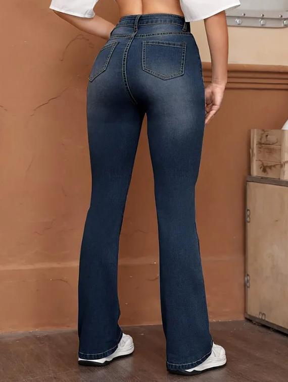 women solid high rise bootcut jeans - 21972268 - Standard Image - 3
