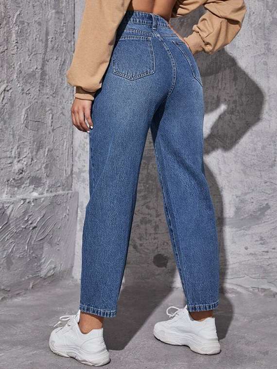 women solid high rise mom fit jean - 21972272 -  Standard Image - 3