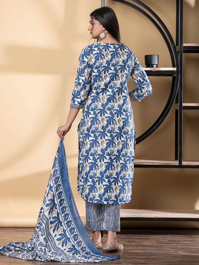 women three quarter sleeve kurta pant with dupatta set - 21972282 -  Standard Image - 3