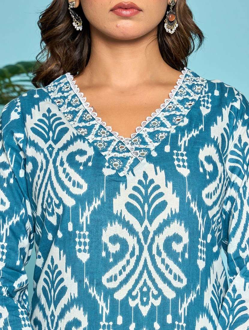 women three quarter sleeve kurta pant with dupatta set - 21972296 -  Standard Image - 5