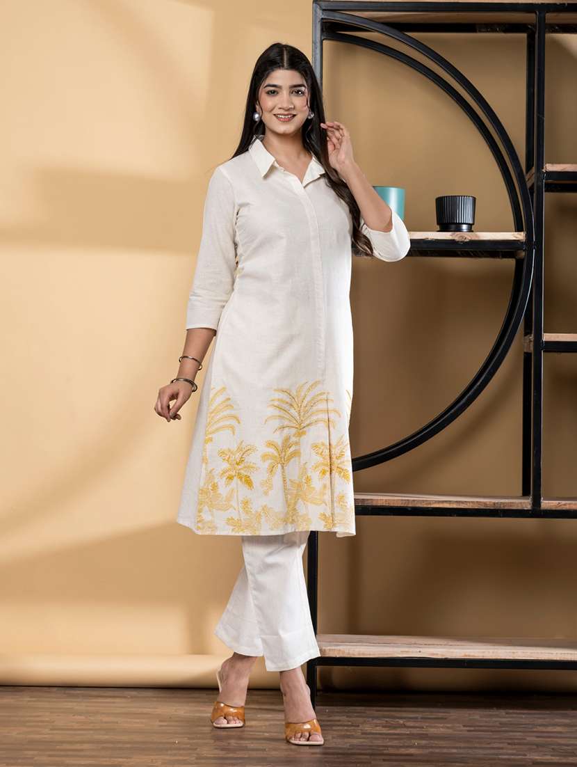 women printed three quarter sleeve kurta pant set - 21972301 -  Standard Image - 3