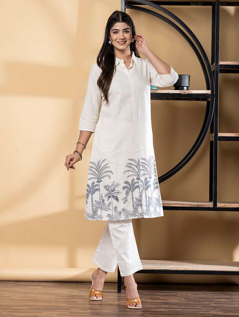 women printed three quarter sleeve kurta pant set - 21972302 -  Standard Image - 3