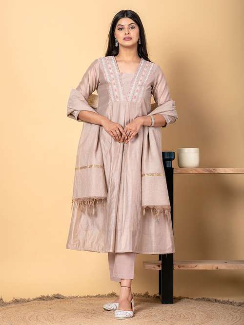 women three quarter sleeve kurta pant with dupatta set - 21972314 -  Standard Image - 0