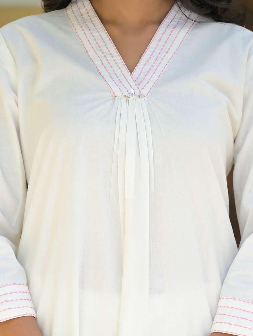 women floral three quarter sleeve kurta pant set - 21972323 -  Standard Image - 5