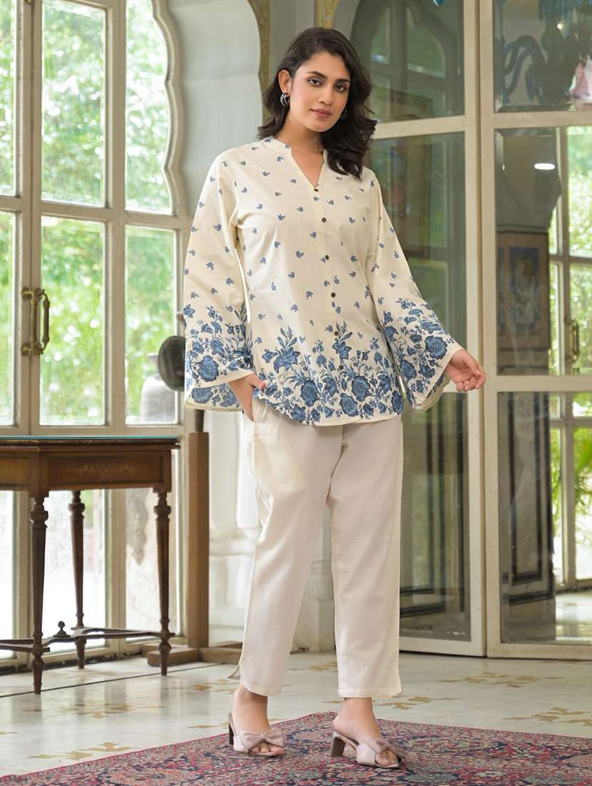 women floral printed long sleeve ethnic co-ord set - 21972333 -  Standard Image - 3