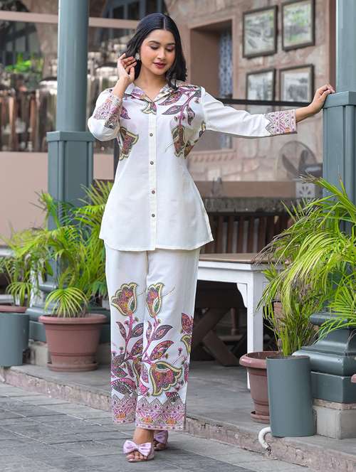 women floral printed long sleeve ethnic co-ord set - 21972334 - Standard Image - 0