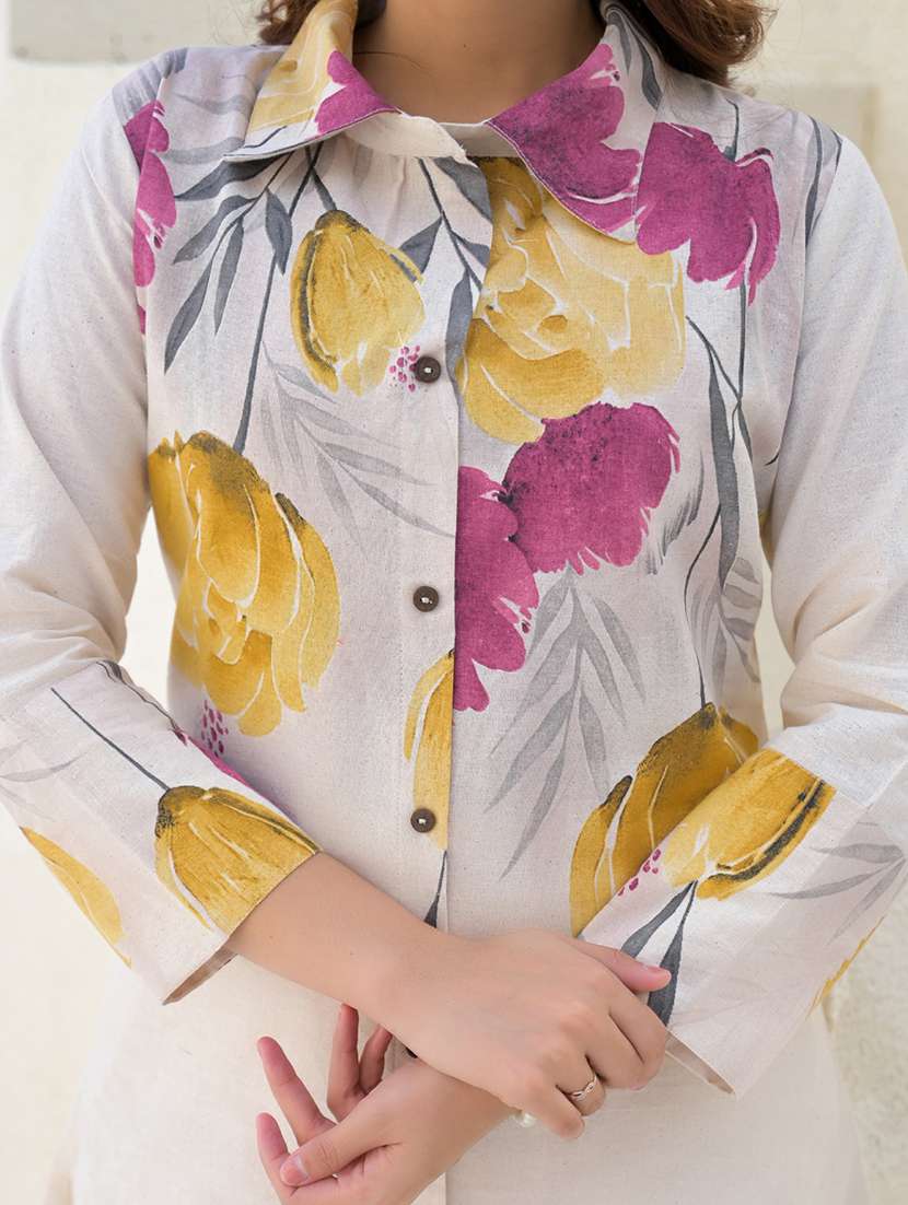 women floral printed three quarter sleeve ethnic co-ord set - 21972335 -  Standard Image - 5