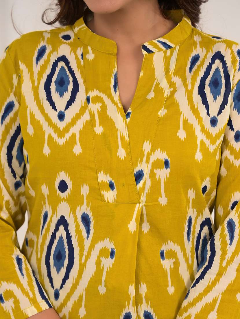 women ikat printed three quarter sleeve ethnic co-ord set - 21972337 -  Standard Image - 5