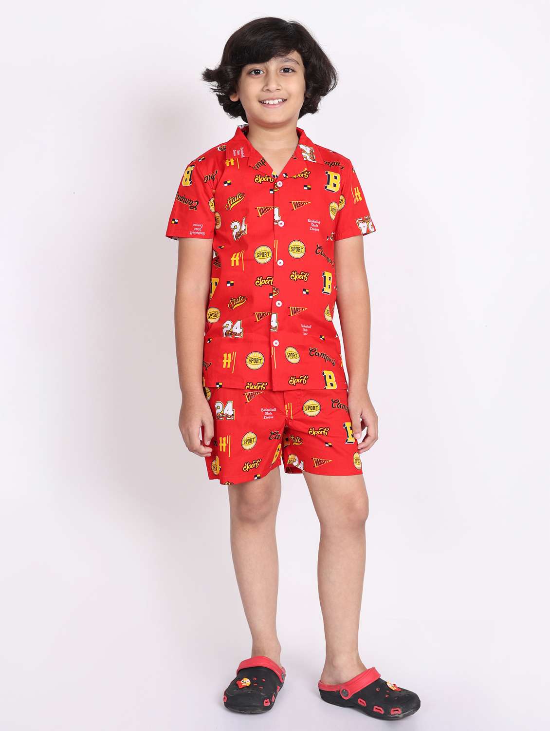 multi colored cotton shorts set coords