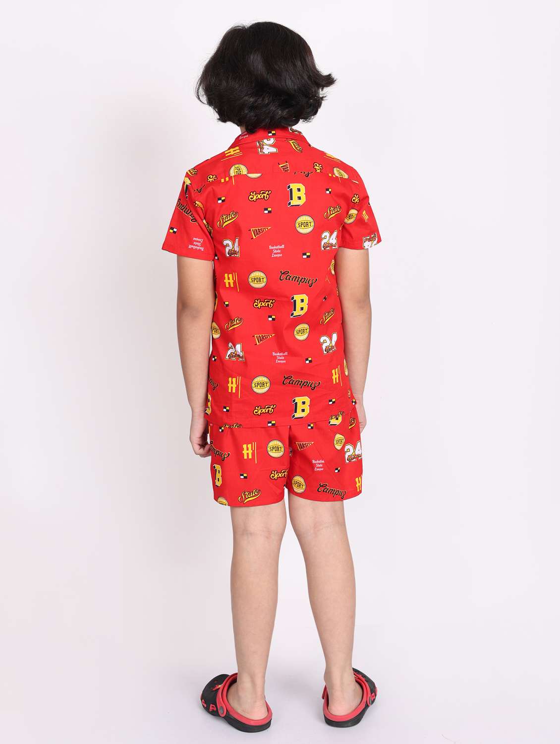 multi colored cotton shorts set coords - 21972340 -  Standard Image - 3