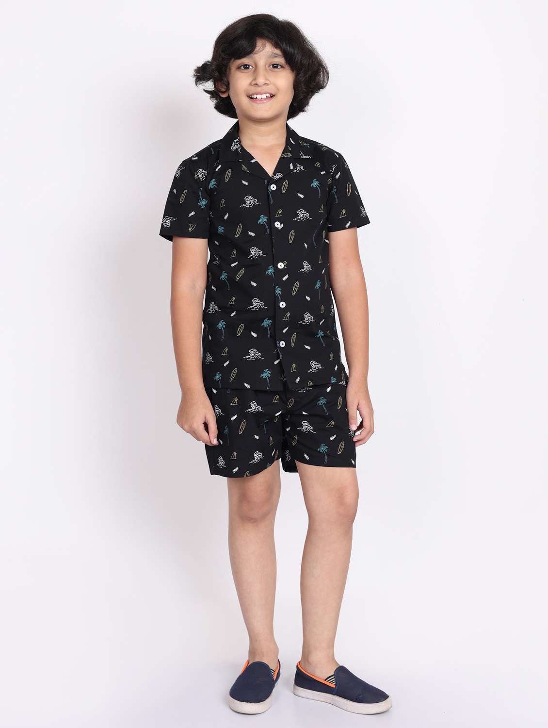 multi colored cotton shorts set coords - 21972342 -  Zoom Image - 0