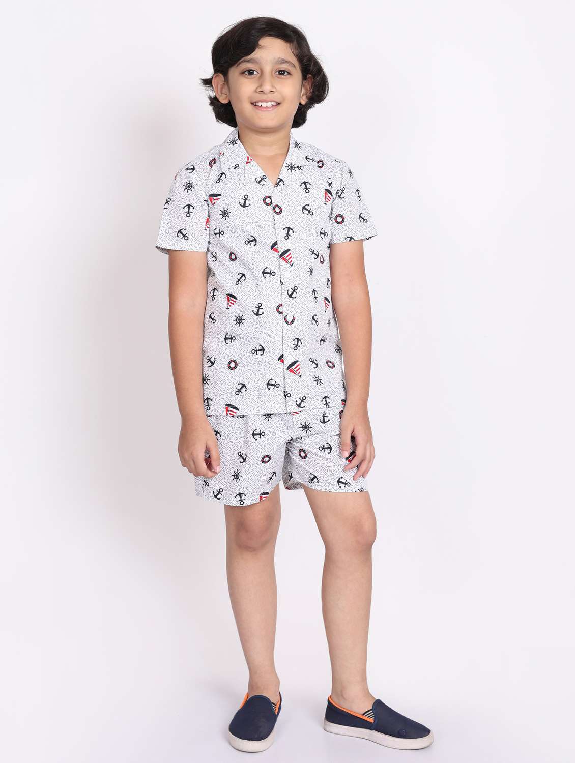 multi colored cotton shorts set coords - 21972345 -  Zoom Image - 0