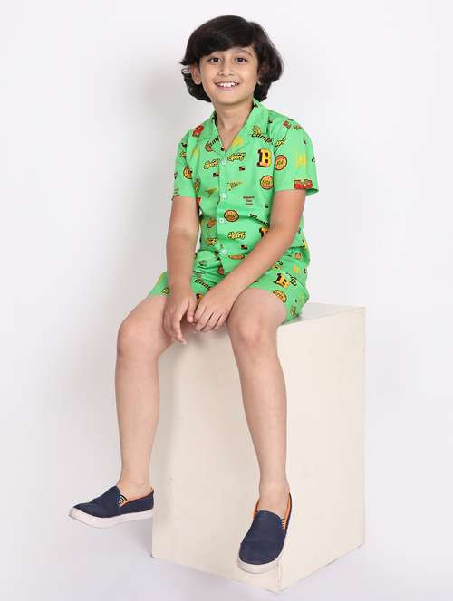 multi colored cotton shorts set coords - 21972346 -  Standard Image - 0