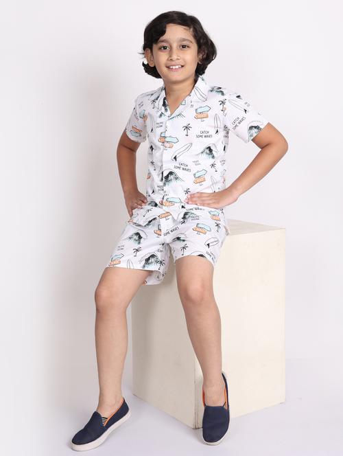 multi colored cotton shorts set coords - 21972347 - Standard Image - 0