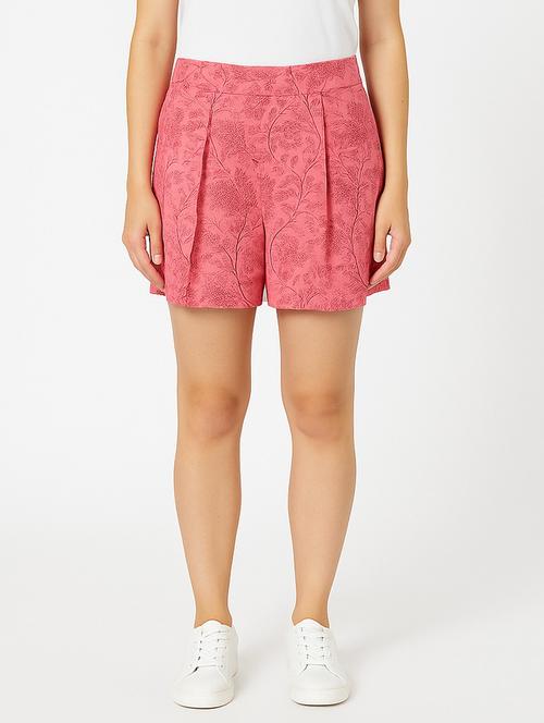 regular fit pink printed casual shorts - 21972349 - Standard Image - 0