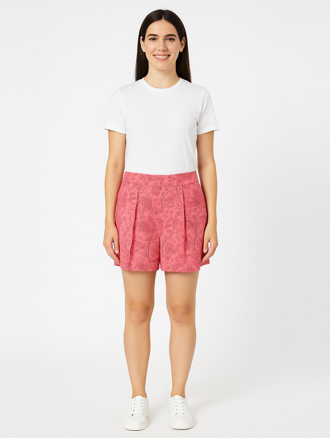 regular fit pink printed casual shorts - 21972349 - Standard Image - 3