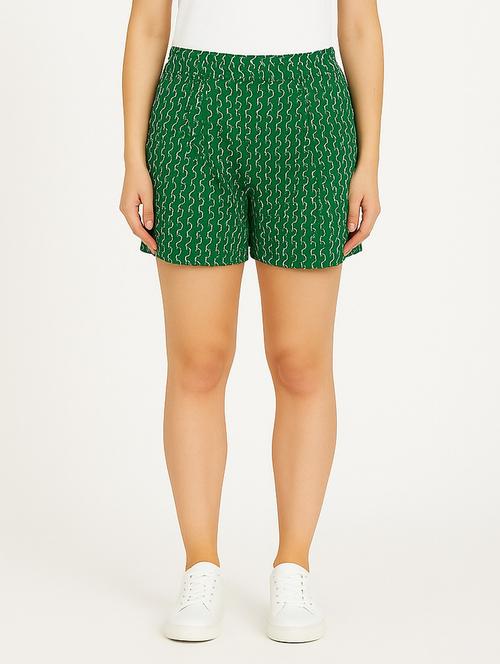green cotton regular shorts - 21972351 - Standard Image - 0
