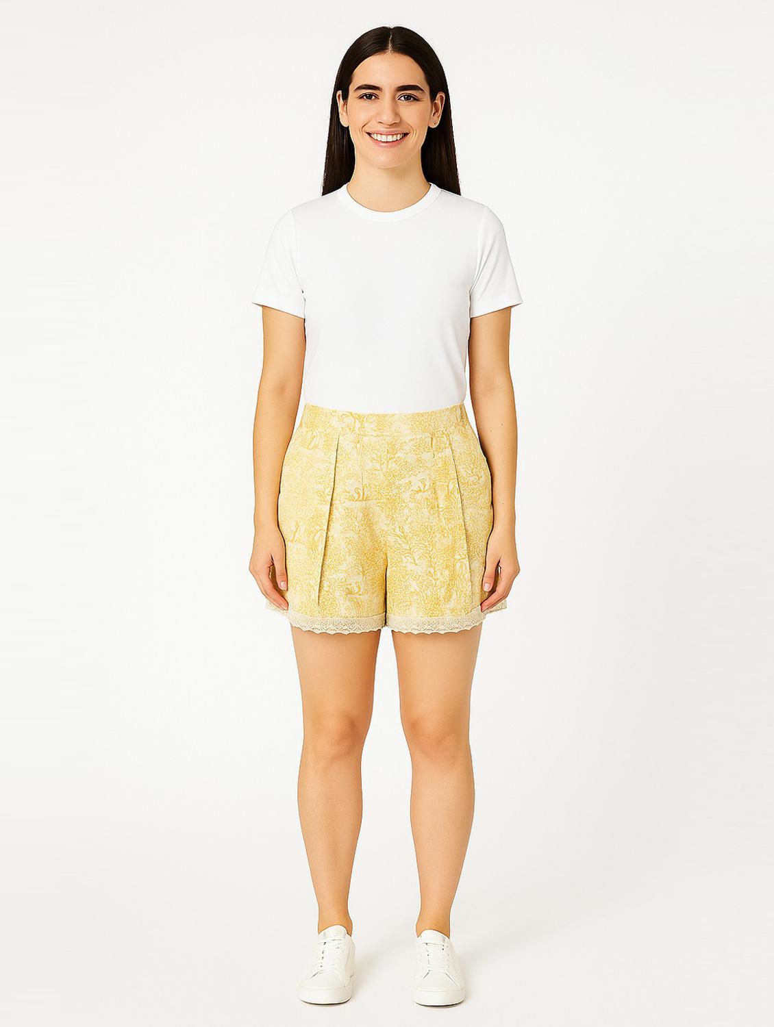 yellow cotton regular shorts - 21972352 - Standard Image - 3