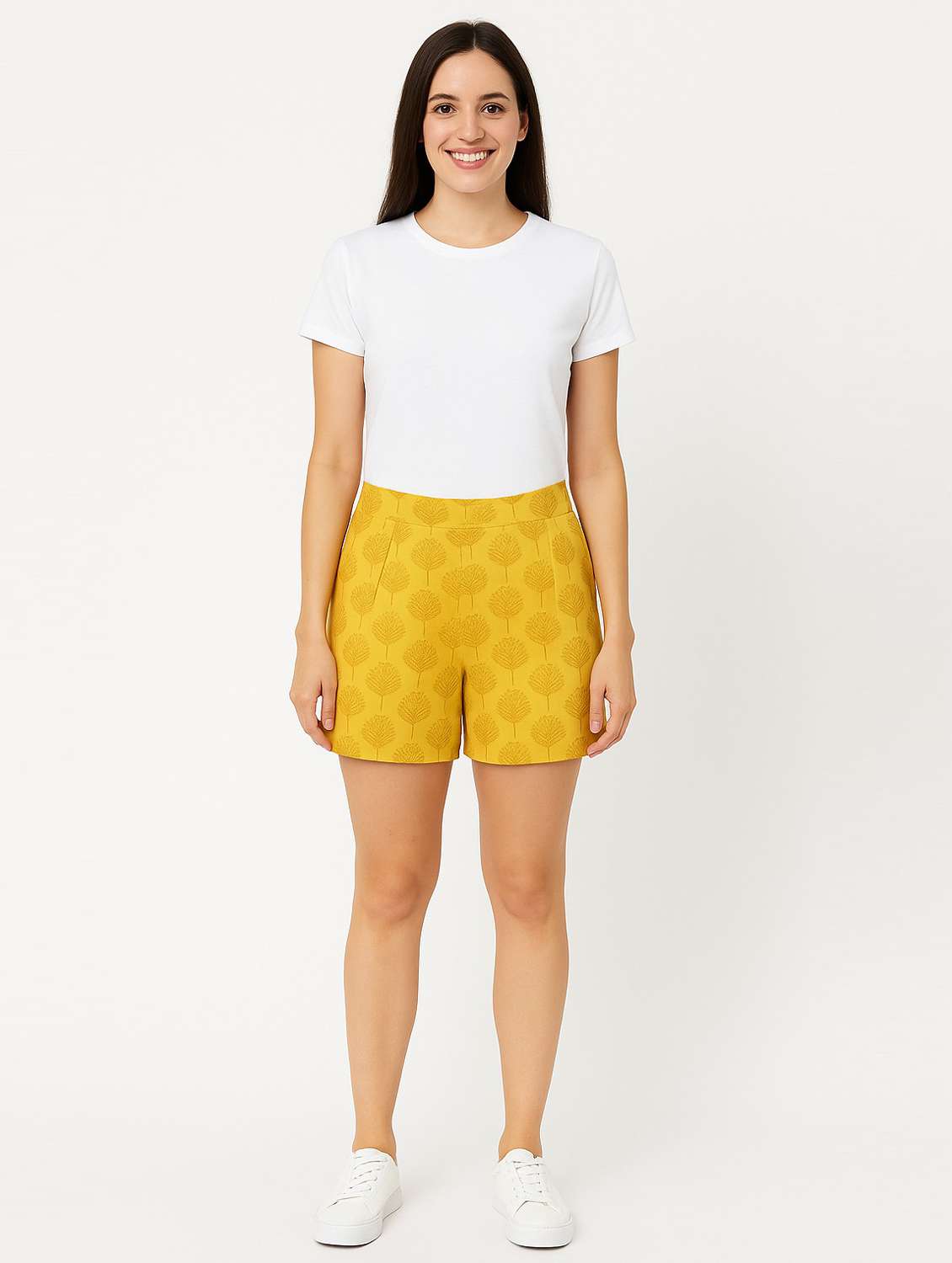 mustard cotton regular shorts - 21972353 -  Standard Image - 3